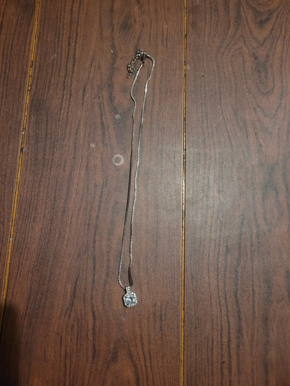 Silver Chain Necklace with Sparkling Cubic Zirconia Pendant